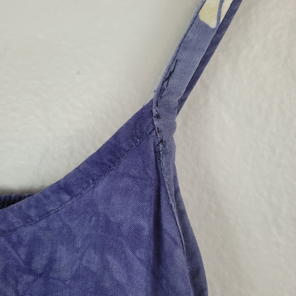 Young Fashion‎ Indonesian Fish Babydoll Rayon Sun Dress Smocked Purple Tropical - Picture 4 of 10